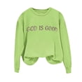 thumbnail image 1 of Kezqiaxn Sweatshirt for Women Fashion Letter Print Long Sleeve Casual Pullover Tops Fall Crew Neck Sweatshirts Womens Clothes Green S, 1 of 4