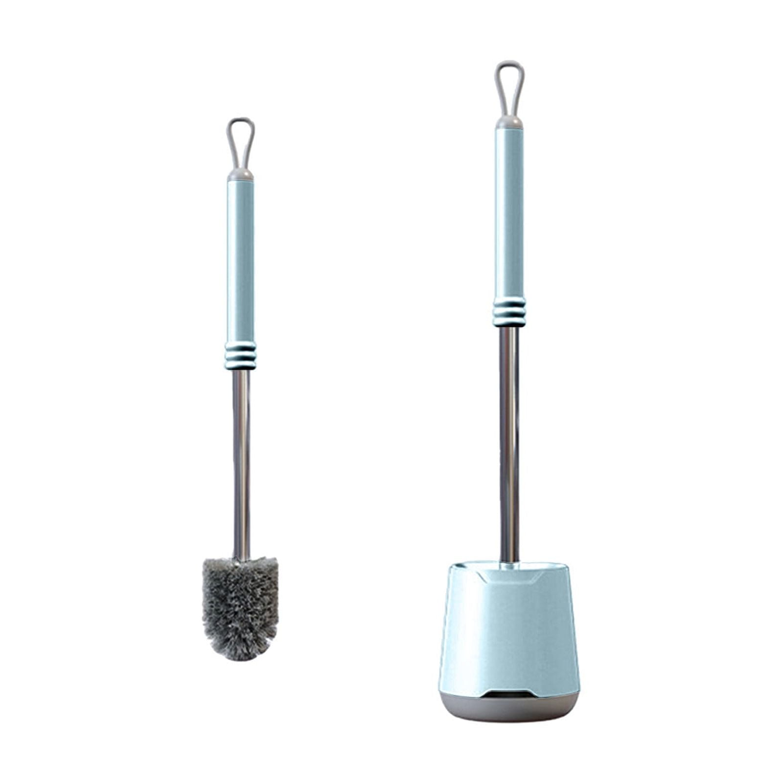 Toilet Brush And Holder Set – Silicone Bristles, Built-in Tweezers | Bathroom Cleaning Kit In White