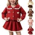 thumbnail image 1 of Kezqiaxn Travel Sets for Girls Fall Outfits Collared Knit Top and Skirt 2 Piece Matching Set Trendy Clothes Size 1-8, 1 of 6