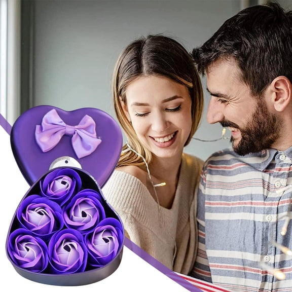 Kezqiaxn Valentines Day Gifts for Women 6Pcs Artificial Flowers Valentines Day Heart Gifts Boxes Scented Flower Relaxing Spa Gift Basket Appreciation Gifts for Wife Sister Friend