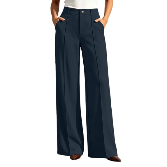Kezqiaxn Wide Leg Dress Pants for Women High Waiste Loose Business Casual Office Work Trousers with Pockets Plus Size Fashion