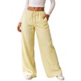 thumbnail image 1 of Kezqiaxn Wide Leg Pants for Women Striped Elastic Waist Drawstring Loose Casual Trousers with Pockets Women's Clothing Yellow M, 1 of 5