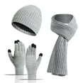 thumbnail image 1 of Kezqiaxn Winter Scarf Set for Men 3Pcs Winter Hat Scarf Gloves Set, Soft Warm Knit Beanie Hat Touchscreen Gloves Long Knitted Scarf Set Winter Gifts Winter Scarves for Men Gray, 1 of 3