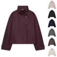 thumbnail image 1 of Kezqiaxn Women's Coats Fashion Long Sleeve Button Stand Collar Winter Loose Casual Jacket Lounge Outwear Cute Clothes Red M, 1 of 6