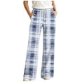 thumbnail image 1 of Kezqiaxn Women's Plaid Pajama Pants Fashion Elastic Waist Pj Bottoms with Pockets Loose Casual Lounge Pants Fashion Clothing Multicolor A XL, 1 of 7