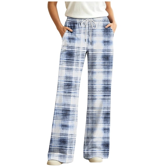 Kezqiaxn Women's Plaid Pajama Pants Fashion Elastic Waist Pj Bottoms with Pockets Loose Casual Lounge Pants Fashion Clothing Multicolor A XL