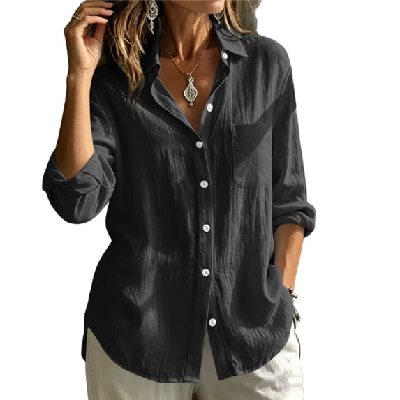 Kezqiaxn Womens Button Down Shirt Long Sleeve Collared Summer Tops Blouses for Women Dressy Casual Fashion Clothing