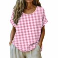 thumbnail image 1 of Kezqiaxn Womens Plus Size Tops Pullover Short Sleeve Crew Neck Loose Fit Shirts Blouses Fashion Clothes 2026, 1 of 6