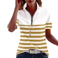 thumbnail image 1 of Kezqiaxn Womens Plus Size Tops Striped Short Sleeve Collared Work Shirts with Zipper Business Dressy Work Blouses, 1 of 5
