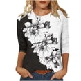 thumbnail image 1 of Kezqiaxn Womens Plus Size Tops Summer 3/4 Sleeve Crew Neck Loose Shirts Cute Dressy Casual Clothing Business Work Blouse, 1 of 5