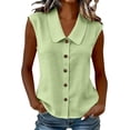 thumbnail image 1 of Kezqiaxn Womens Plus Size Tops Summer Sleeveless Collared Loose Button Down Shirts Dressy Work Business Blouses Fashion Clothing, 1 of 7