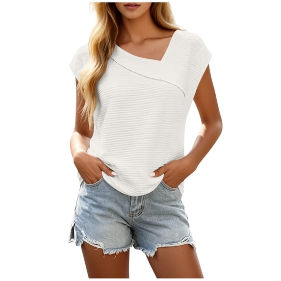 Kezqiaxn Womens Shirts Fashion Short Sleeve V-Neck Shirts Loose Fit Business Work Clothes Women's Clothing