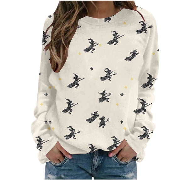 Kezqiaxn Womens Sweatshirt Fall Long Sleeve Loose Casual Tops Halloween Costumes Sweatshirts for Women Fashion Clothing