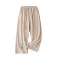thumbnail image 1 of Kezqiaxn Womens Wide Leg Pants Plus Size Fashion Elastic Waist Trendy Embroidery Loose Casul Pants with Pockets Summer Clothes, 1 of 9