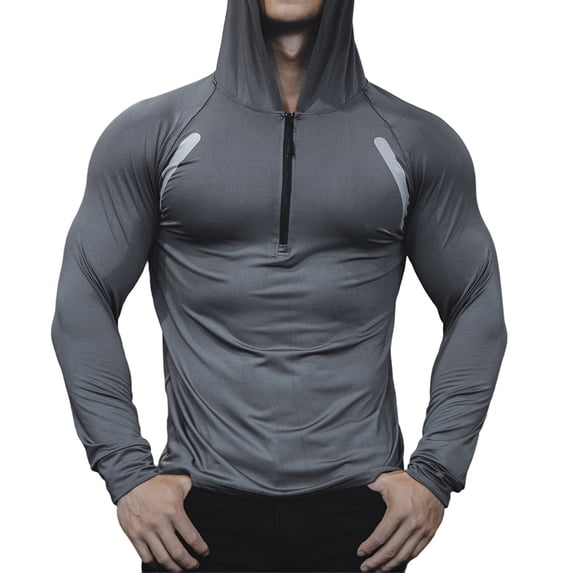 Kezqiaxn Zip Up Hoodie Men Quick Drying Outdoor Long Sleeve Pullover Athletic Tops Fashion Mens Sweatshirt Plus Size