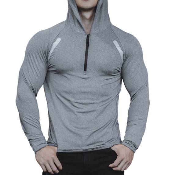 Kezqiaxn Zip Up Hoodie Men Quick Drying Outdoor Long Sleeve Pullover Athletic Tops Fashion Mens Sweatshirt Plus Size