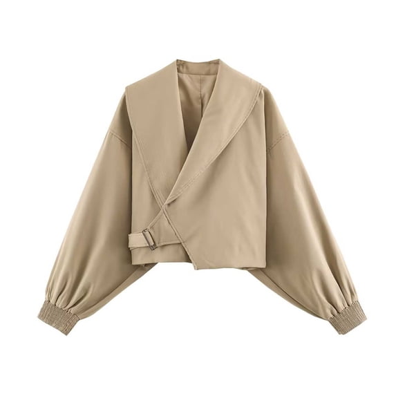 Kezqiaxn Lightweight Jacket Women Fall Solid Long Sleeve Loose Casual Outerwear Collared Travel Coat Fashion Clothing