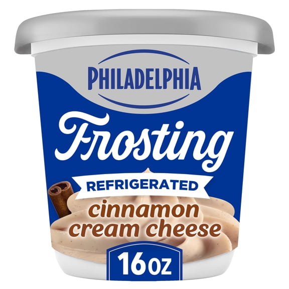 Philadelphia Cream Cheese Frosting, Ready to Eat, 1 Tub, for Seasonal Desserts, Cinnamon Flavored, No Artificial Flavors or Dyes, 16 oz