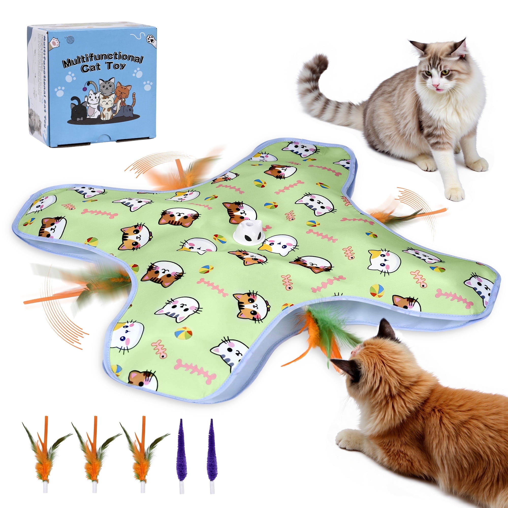 Kfonla Upgraded Cat Toys, Cat Toys for Indoor Adult Cats, Interactive Cat Toys with Moving Concealed Feathers, Motion Activated