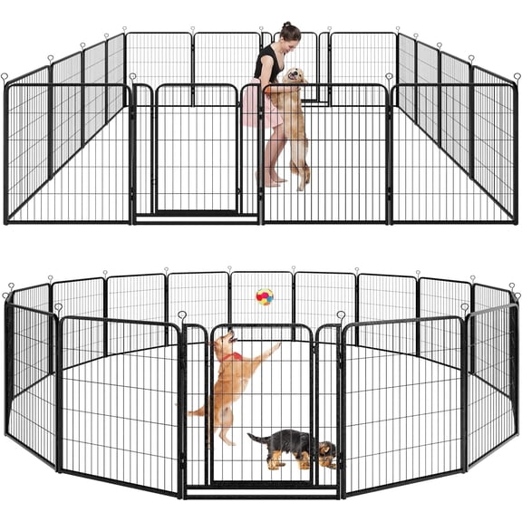 Dog Playpen Outdoor 16 Panels Heavy Duty Dog Pen 40" Height Puppy Playpen Indoor Exercise Fence with Doors for Large/Medium/Small Pet Dogs Play for RV Camping Yard, Total 42FT, 140 Sq.ft