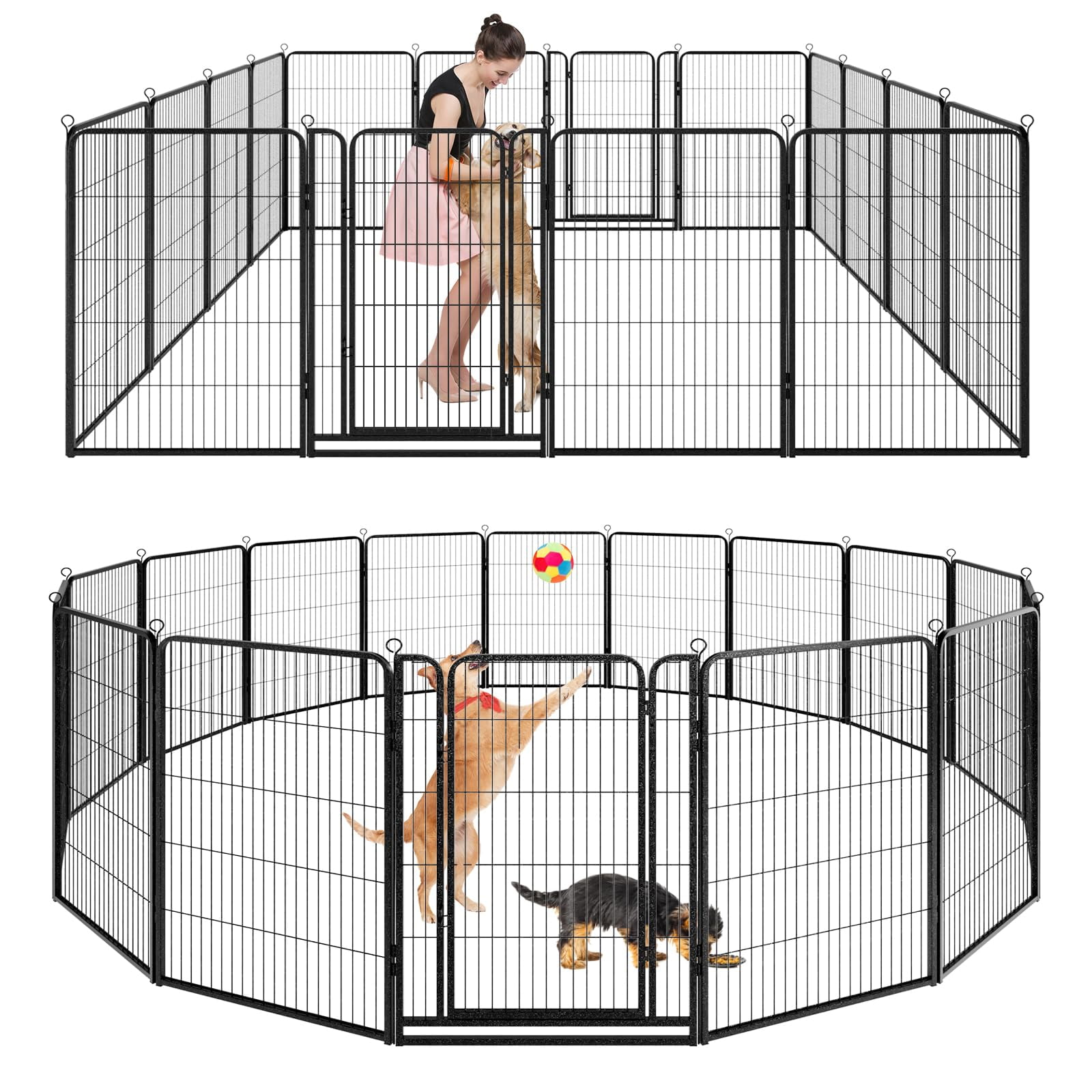Kfvigoho Dog Playpen Outdoor Extra Wide 16 Panels Heavy Duty Dog Fence ...