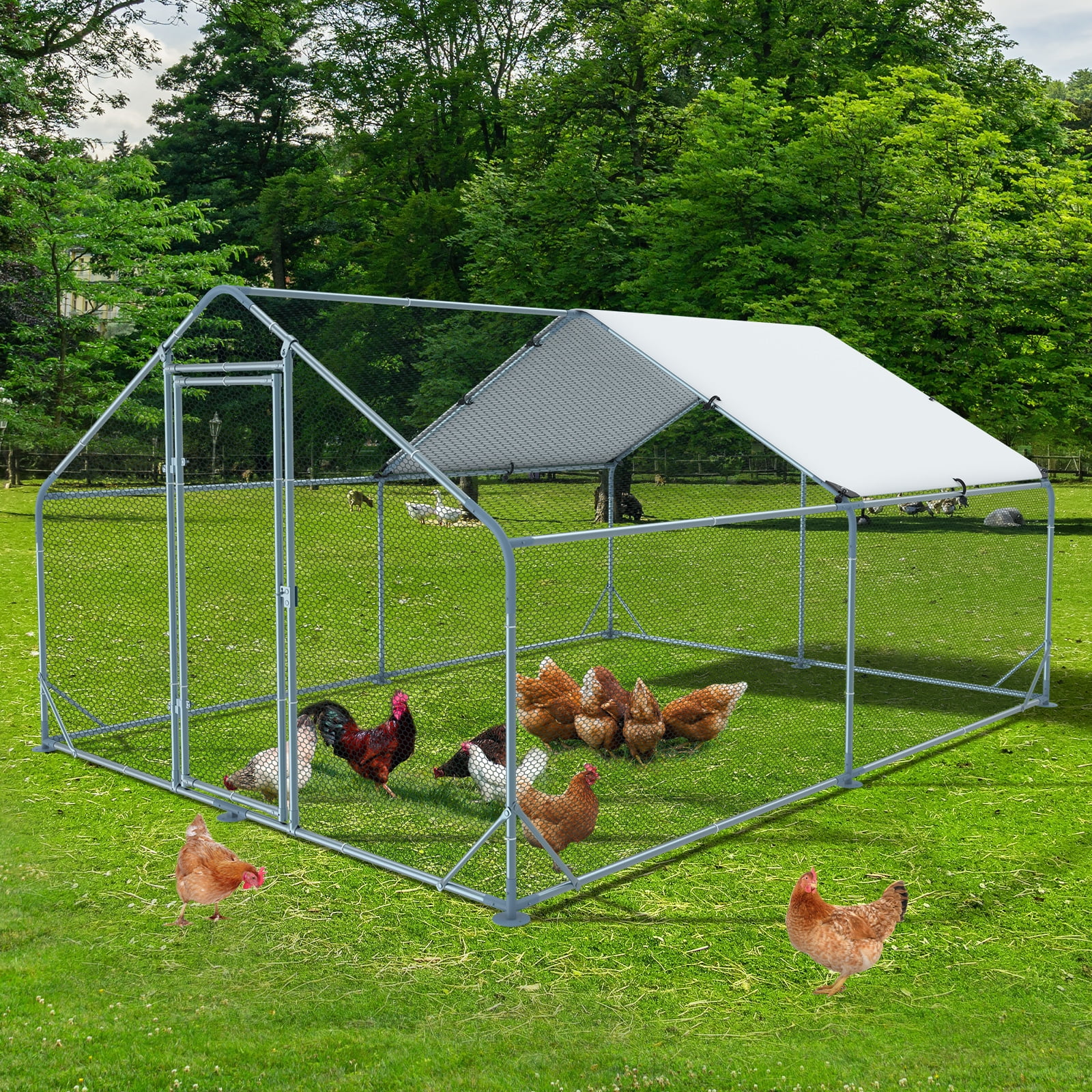 Kfvigoho Large Metal Chicken Coops, 13x10x6.4 ft Outdoor Walkin
