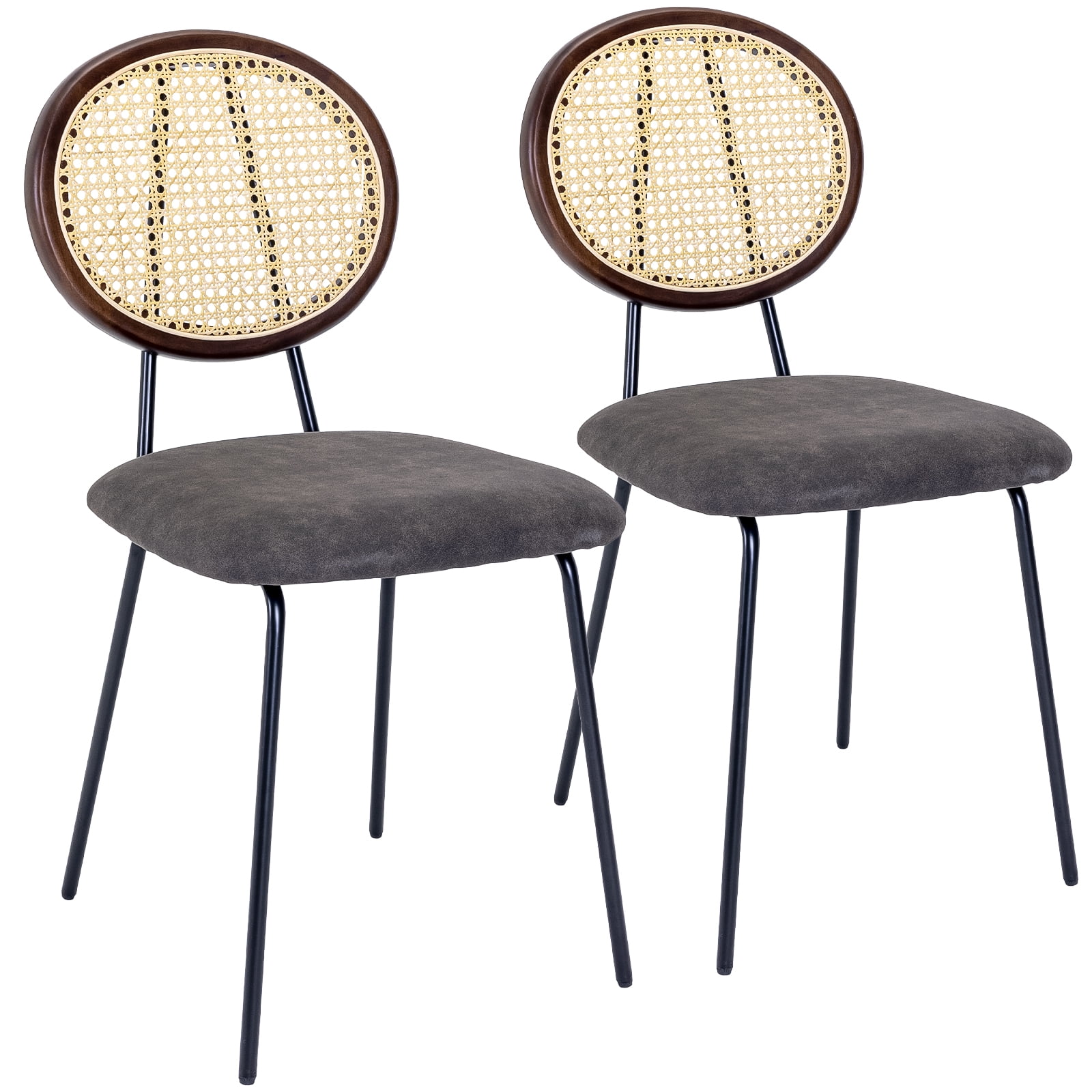 Kgar Rattan Dining Chairs Set of 2, Mid Century Modern Dining Room Chairs with Woven Back, Faux
