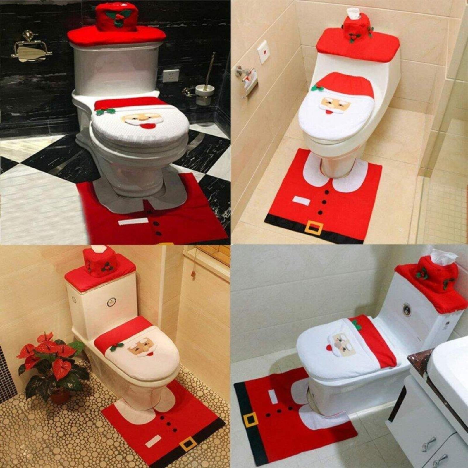 Kgfrsd Bathroom,Toilet Seat Cover Set Christmas Toilet Seat Cover