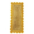 thumbnail image 1 of Kh Handloom Handmade Braided Natural Pure Jute Area Rug Yellow Boundry ,Floor Scalloped Rug, Village ART, 1 of 5