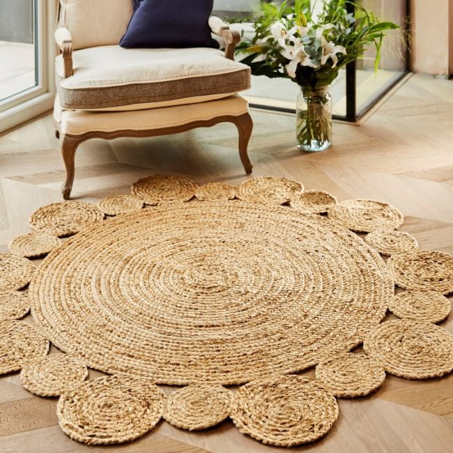 Kh Handloom Handmade Hand Braided Natural Jute Round Floor Area Rug ...