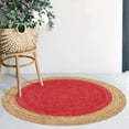 thumbnail image 1 of Kh Handloom Handmade Hand Braided Natural Jute and Inner Red Round Floor Area Rug,Floor Carpet Rug 6 x 6 Feet, 1 of 5