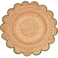 thumbnail image 1 of Kh Handloom Handwoven Braided Natural Jute Round Rug With Green Border Design , Scalloped Rug , Natural Round Carpet for Living Room,Floor Mat, Center Table Rug, 1 of 5