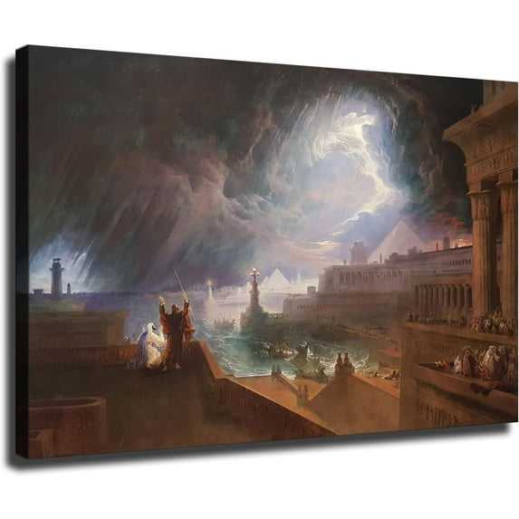 KhVhvs Seventh Plague of Egypt By John Martin Canvas Wall Decor Art Painting Prints on Modern Posters Prints Artwork for Living Room, Bathroom,Bedroom,Home (8x12inch,Framed)