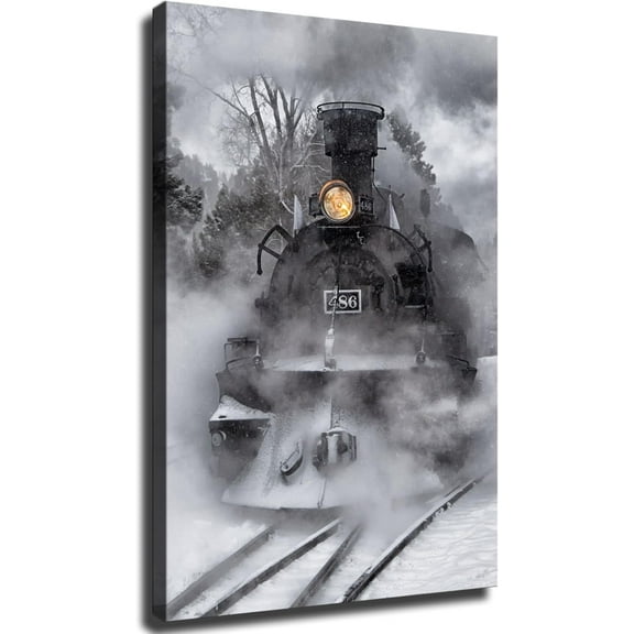 KhVhvs Vintage Steam Locomotive Railroad Train Canvas Wall Decor Art Painting Prints on Modern Posters Prints Artwork for Living Room, Bathroom,Bedroom,Home (8x12inch,Unframed)
