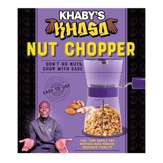 Khaby Lame Manual Nut Chopper Grinder, Easy to Use Crank, Dishwasher Safe, Includes Non-Skid Base