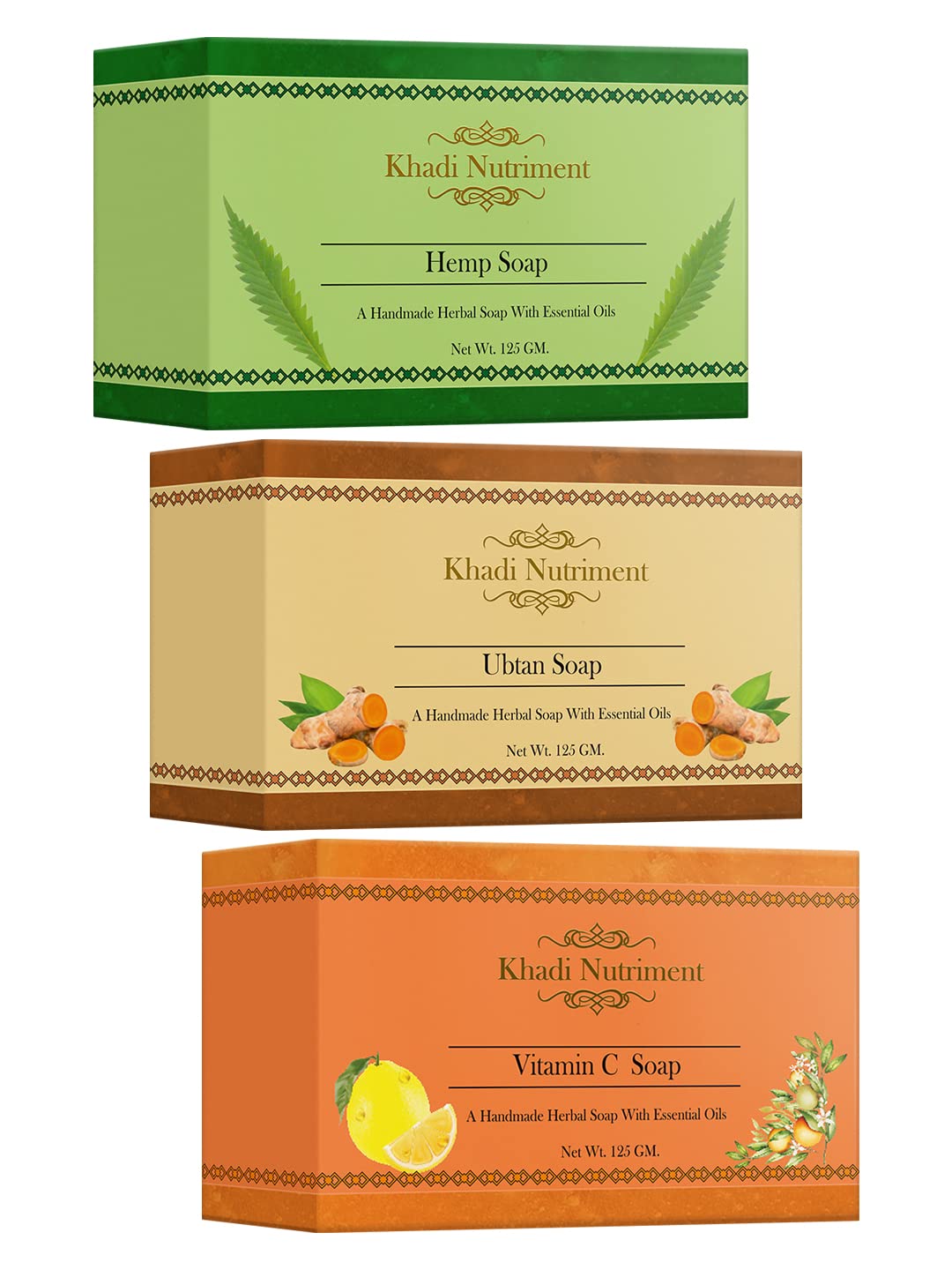 Khadi Nutriment Hemp Ubtan and Vitamin C Soap with Essential Oil