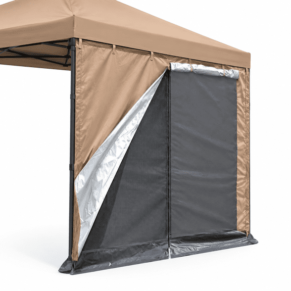 Khaki 10x10 Pop Up Tent Sidewall with Mosquito Netting, Waterproof Sun Protection