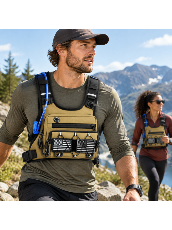 Khaki 2L Leak-proof Hydration Pack Vest for Running, Hiking & Everyday Use