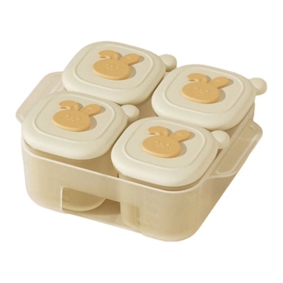 Khaki 4-Cell Silicone Freezer Tray, 13x11.5cm, 50ml Storage Containers with Measurement Marks for Portion Freezing