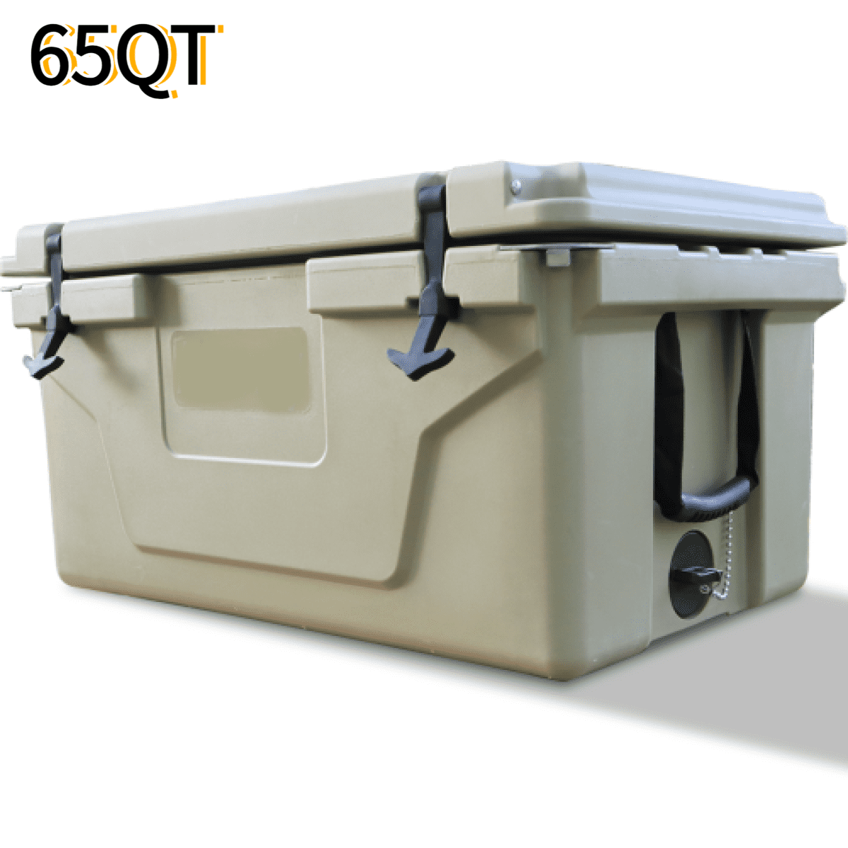 Khaki 65QT Rotomolded Cooler 5 Day Ice Retention Heavy Duty Ice Chest with Wheels for Camping Fishing Beach BBQ Boating Tailgating