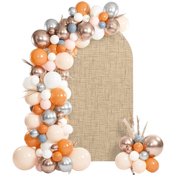 Khaki Arch Backdrop Cover 6Ft, Wedding Arch Covers Stretchy Backdrop, Rustic Farmhouse Solid Color Fitted 2 Sided Arched Photo Background for Birthday Party Decorations