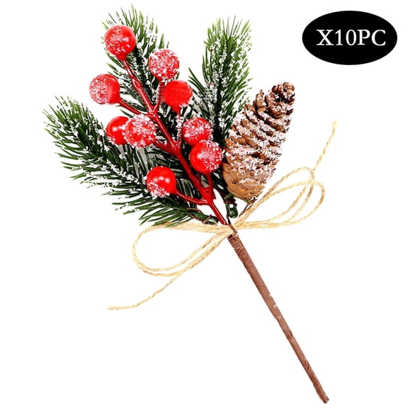 Khaki Artificial Winter Berry Holly Branches 10 Pcs For Christmas Wreath Garland Home Festive Decor