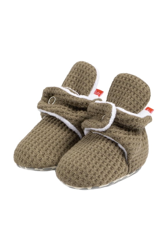 Khaki Baby Walking Shoes With Bee Pattern For Cool Weather Non-Slip Sole For Ages 0-6 Months