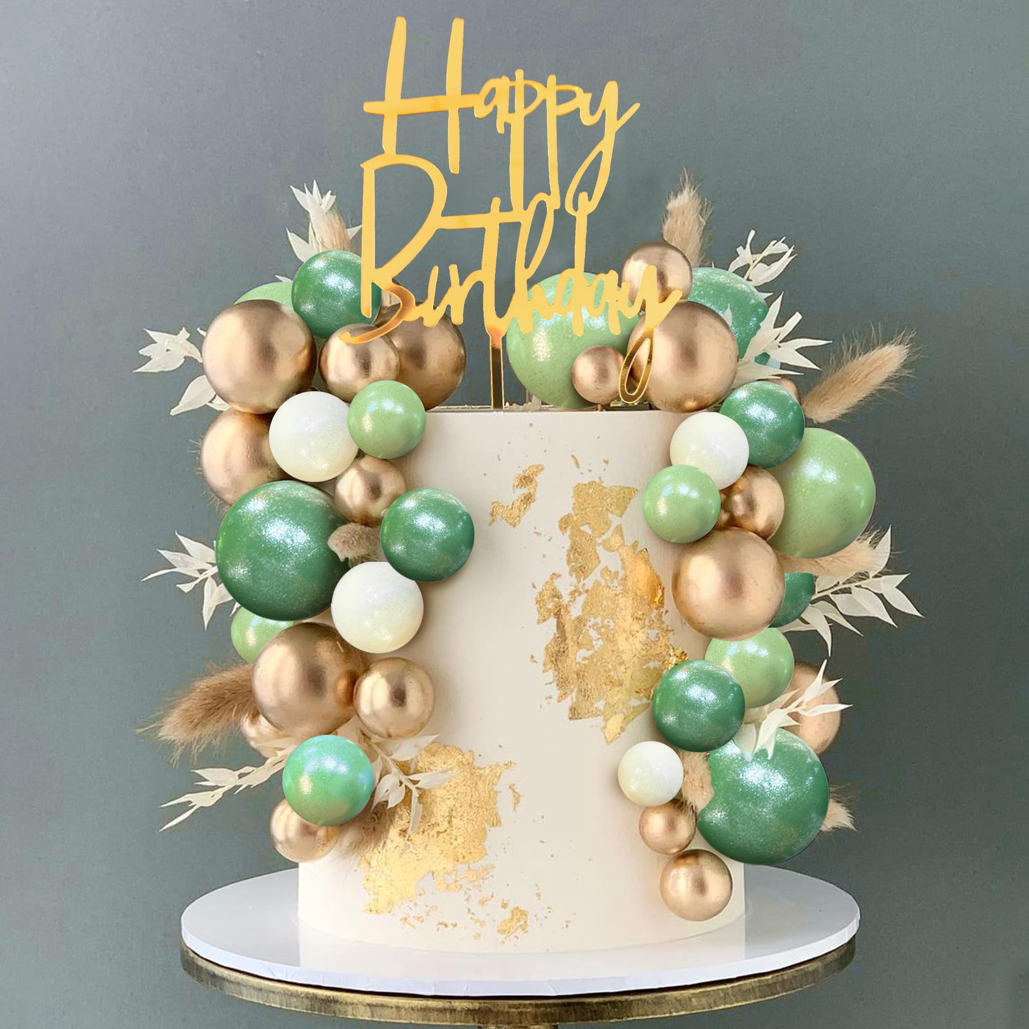 LaVenty Black Gold Balls Cake Topper Gold Leaves Cake Decoration Prom Cake Decoration Roaring 20s Cake Decoration 1920s Party Supplies New Year Eve Party Supplies P 56905548