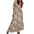 thumbnail image 1 of Khaki Beach Casual Dresses for Juniors Fall Summer Short Half Sleeve Vneck Floral Graphic Maxi Long Loose Fit Hawaiian Tropical Dresses Sun Dresses Women 2025 XL, 1 of 1