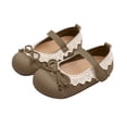thumbnail image 1 of Khaki Big Kids Girls Lace Bow Mary Jane Flats Soft Sole Rhinestone Buckle Dress Shoes For Little Kids, 1 of 6