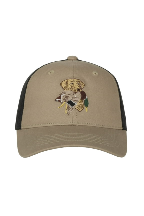 Duck Hunting Hat - Cotton Trucker Cap for Men, Mesh Back, One Size, Khaki/Black