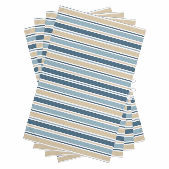 Khaki Blue Striped Kitchen Towels Set of 4, Water Absorbent Dish Towel, Farmhouse Stripes Modern Abstract Art Decorative Hand Towels - Quick Drying Cloth for Cooking Baking, 18x28 Inch