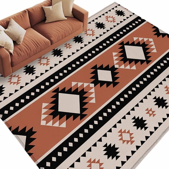 Khaki Boho Area Rugs Collection 6'x9', Vintage Ethnic Tribe Retro Abstract Art Non Slip Indoor Rectangle Throw Runner Rug Floor Mat Carpet for Living Room Dining Table Bedroom Nursery