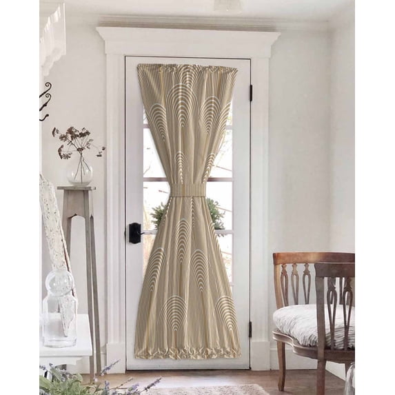Khaki Boho Blackout Curtains, French Door Curtains for Door Window, Middle Century Modern Abstract Art Privacy Drapery for Patio/Sidelight Doors, 1 Panel with Tieback, 25 x 72 Inches